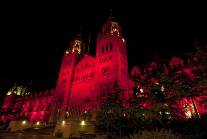 Framed Print : The Natural History Museum illuminated at night, October 201 Framed Print : The Natural History Museum illuminated at night, October 201