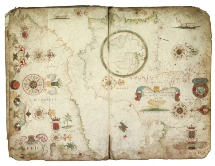 Framed Print : Nautical atlas (Civitate Marsilia) by Francesc Framed Print : Nautical atlas (Civitate Marsilia) by Francesc