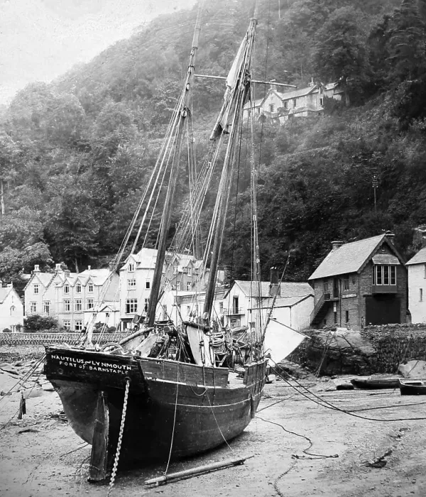 Framed Print : Nautilus fishing boat, Lynmouth, Devon, hand coloured photo Framed Print : Nautilus fishing boat, Lynmouth, Devon, hand coloured photo