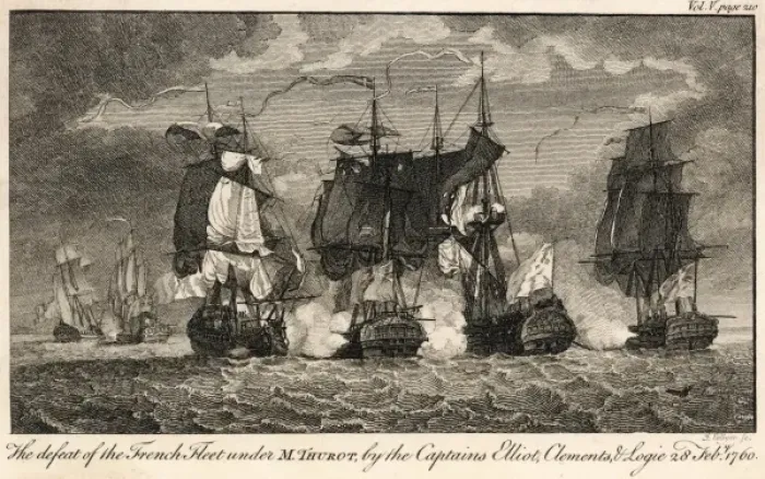 Framed Print : Naval Battle 1760 Framed Print : Naval Battle 1760