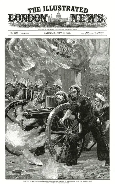 Framed Print : Naval Brigade Clear the Streets of Alexandria - Gatling Gun Framed Print : Naval Brigade Clear the Streets of Alexandria - Gatling Gun