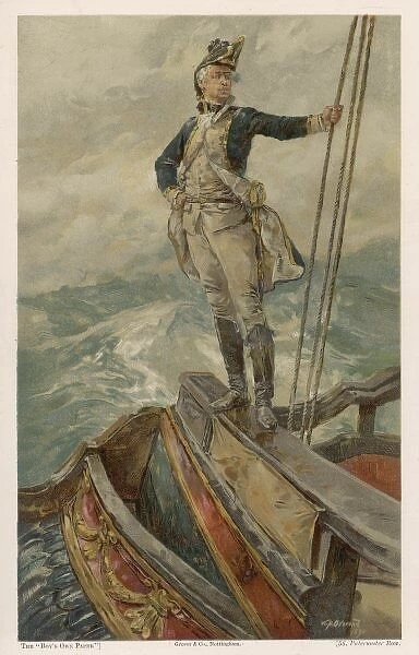 Naval Captain 1800. A captain of the Royal Navy stands on the taffrail