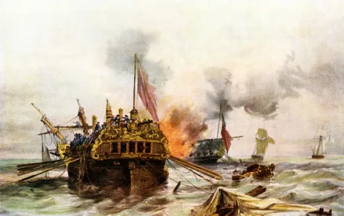 Framed Print : Naval Combat 1779 Framed Print : Naval Combat 1779