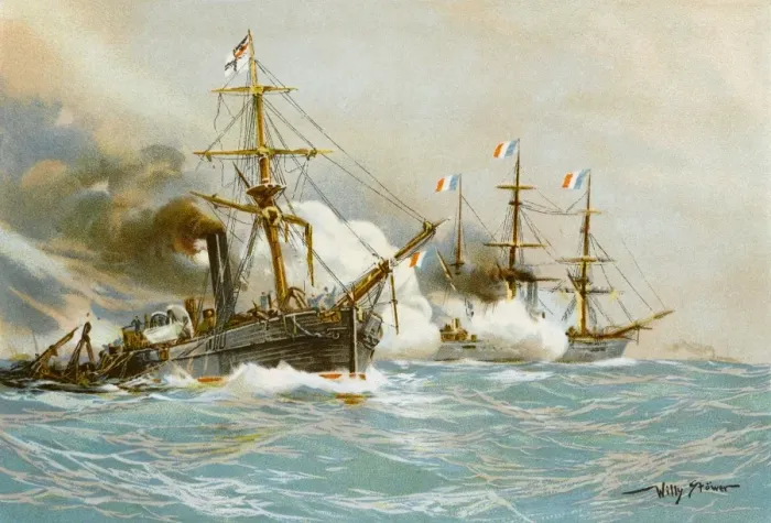 Framed Print : Naval Combat 1870 Framed Print : Naval Combat 1870