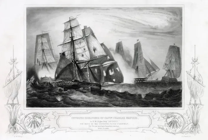 Framed Print : Naval combat : Captain Charles Napier in the brig Recruit Framed Print : Naval combat : Captain Charles Napier in the brig Recruit