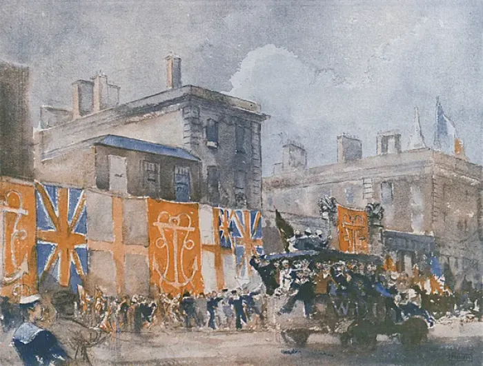 Framed Print : A Naval Display - Armistice celebrations outside Admiralty Framed Print : A Naval Display - Armistice celebrations outside Admiralty