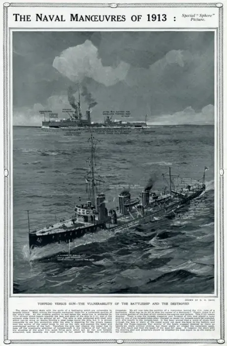 Framed Print : Naval manoeuvres of 1913 by G. H. Davis Framed Print : Naval manoeuvres of 1913 by G. H. Davis