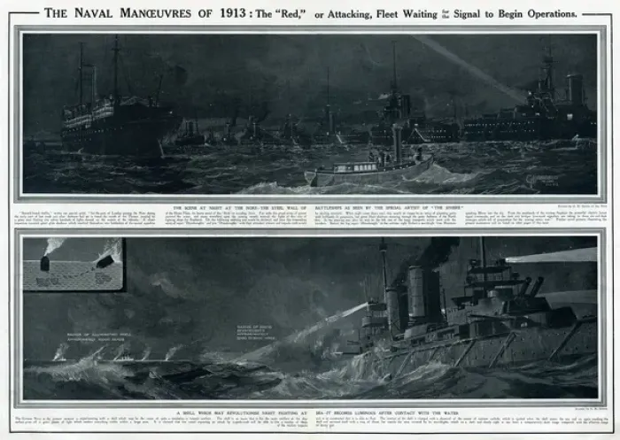 Framed Print : Naval manoeuvres of 1913 by G. H. Davis