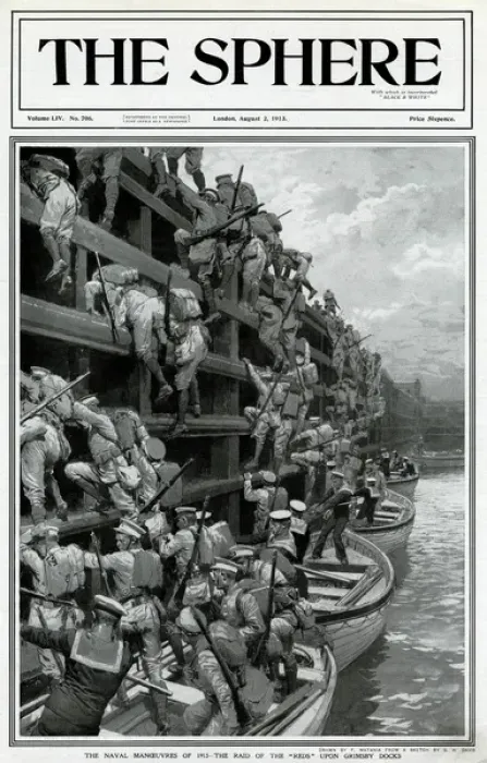Framed Print : Naval manoeuvres at Grimsby Docks by G. H. Davis Framed Print : Naval manoeuvres at Grimsby Docks by G. H. Davis