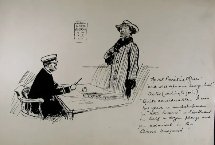 Framed Print : Naval Recruiting Officer and Actor - WWI humour Framed Print : Naval Recruiting Officer and Actor - WWI humour