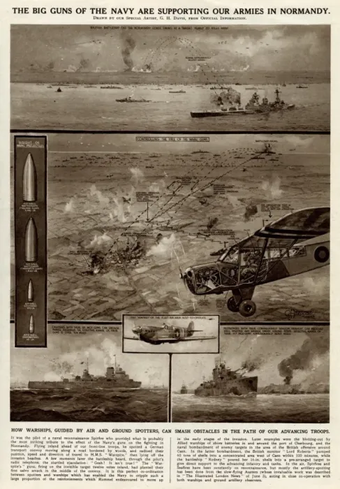 Framed Print : Naval support for armies in Normandy by G. H. Davis Framed Print : Naval support for armies in Normandy by G. H. Davis