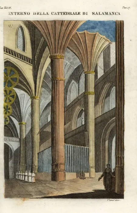 Framed Print : Nave with columns and capitals in the Cathedral of Salamanca Framed Print : Nave with columns and capitals in the Cathedral of Salamanca