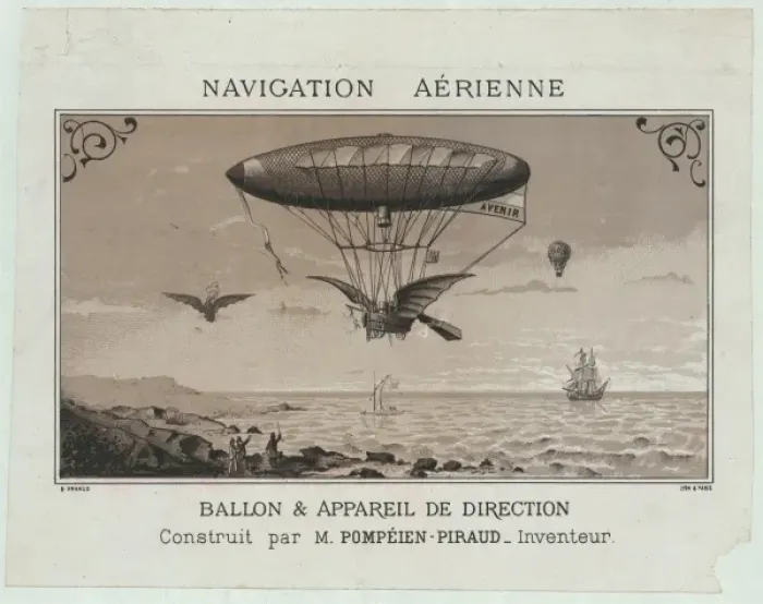 Framed Print : Navigation aerienne. Ballon & appareil de direction construi Framed Print : Navigation aerienne. Ballon & appareil de direction construi