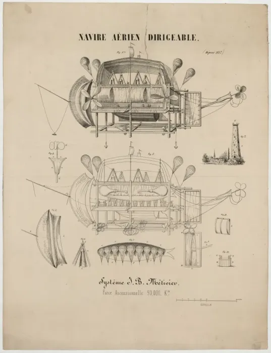 Framed Print : Navire aerien dirigeable. Systeme JB Metivier, force ascensi Framed Print : Navire aerien dirigeable. Systeme JB Metivier, force ascensi