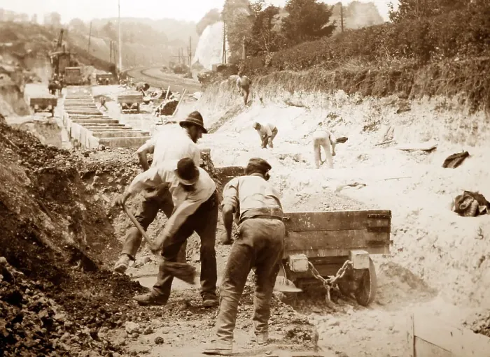 Framed Print : Navvies building a railway Framed Print : Navvies building a railway