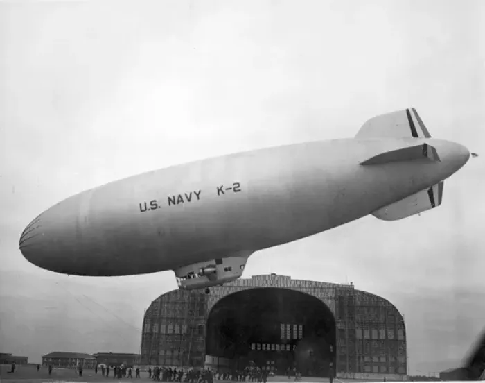 Framed Print : US Navy Goodyear K-2 airship lands Framed Print : US Navy Goodyear K-2 airship lands