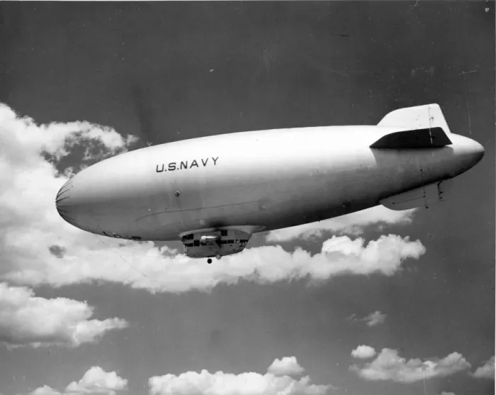 Framed Print : US Navy Goodyear K-Series airship in flight in 1943 Framed Print : US Navy Goodyear K-Series airship in flight in 1943
