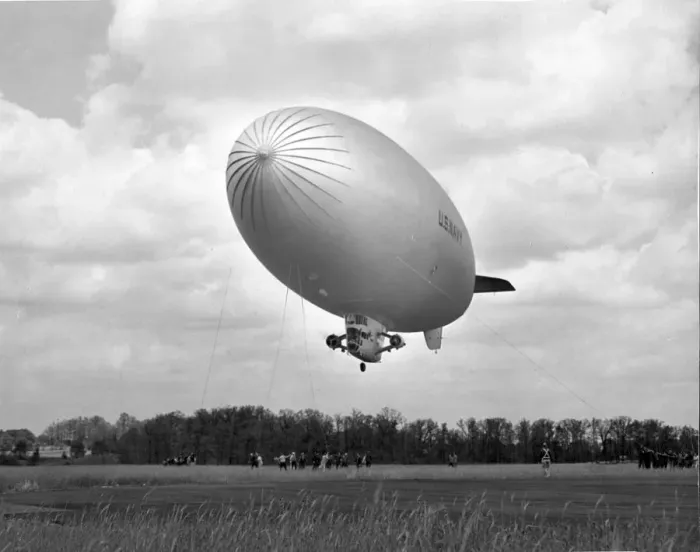 Framed Print : US Navy Goodyear K-Series airship landing Framed Print : US Navy Goodyear K-Series airship landing