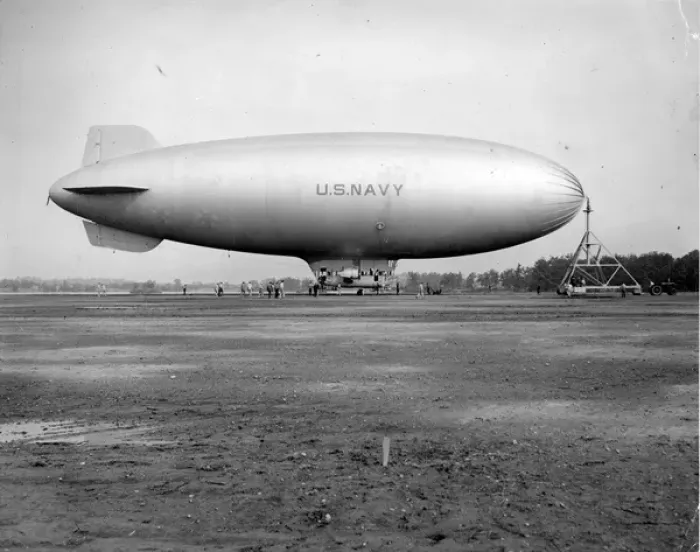 Framed Print : US Navy Goodyear K-Series airship at a transportation mast Framed Print : US Navy Goodyear K-Series airship at a transportation mast