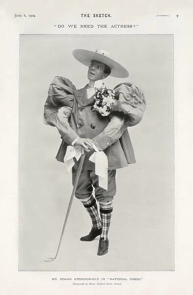 Do we need the Actress? . Mr Edgar Atchison-Ely in Rational Dress'. Date: 1904