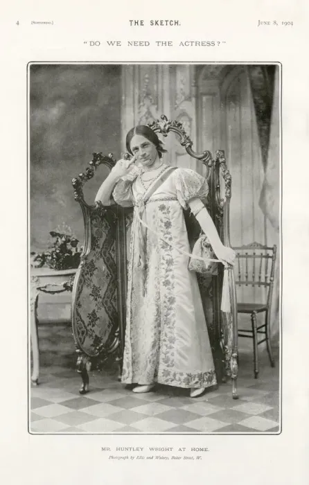 Framed Print : Do we need the Actress?. Mr Huntley Wright at Home Date: 1904