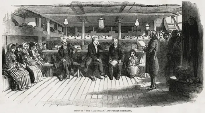 Framed Print : Needlewomen emigrating to Australia aboard the Madagascar Framed Print : Needlewomen emigrating to Australia aboard the Madagascar