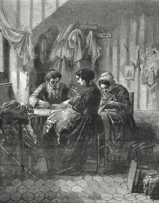 Framed Print : Needlewomen / Trayer / Iln Framed Print : Needlewomen / Trayer / Iln