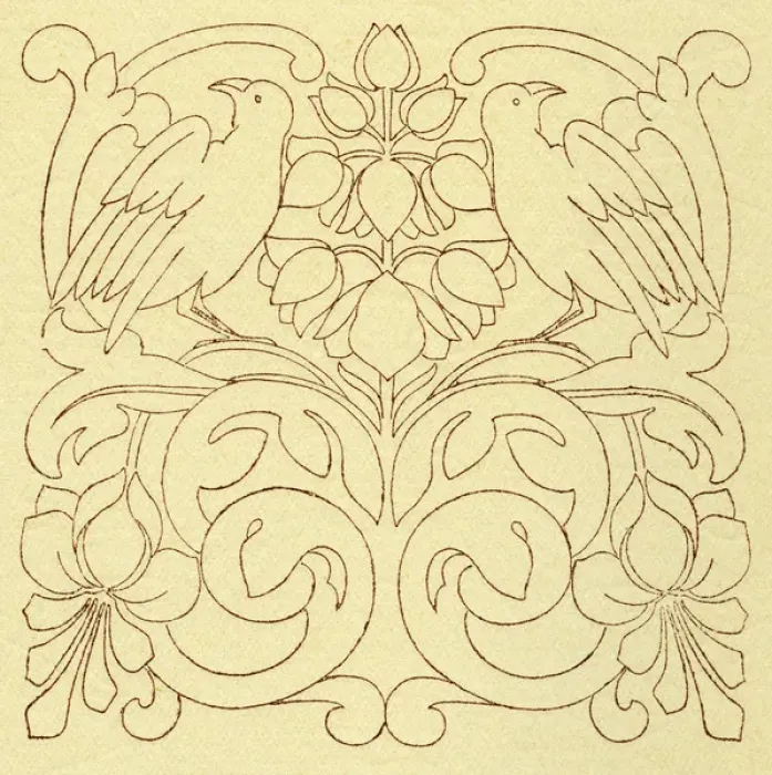 Framed Print : Needlework pattern in outline Framed Print : Needlework pattern in outline