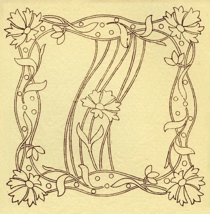 Framed Print : Needlework pattern in outline Framed Print : Needlework pattern in outline