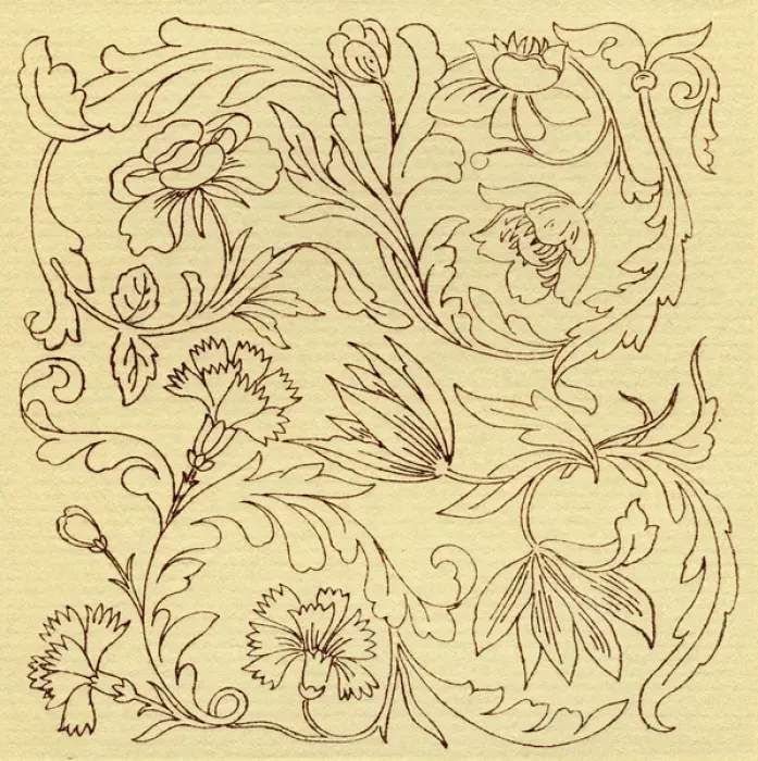 Framed Print : Needlework pattern in outline Framed Print : Needlework pattern in outline