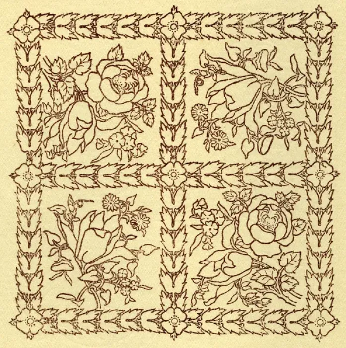 Framed Print : Needlework pattern in outline Framed Print : Needlework pattern in outline