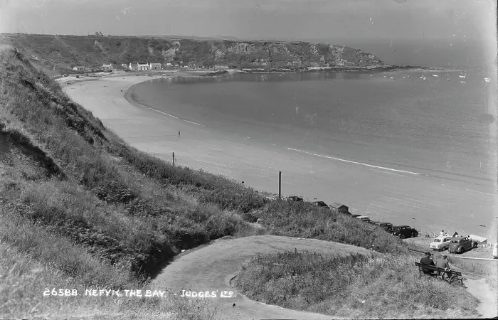 Framed Print : Nefyn Bay. This black and white photograph captures the serene beauty of Nefyn Bay Framed Print : Nefyn Bay. This black and white photograph captures the serene beauty of Nefyn Bay