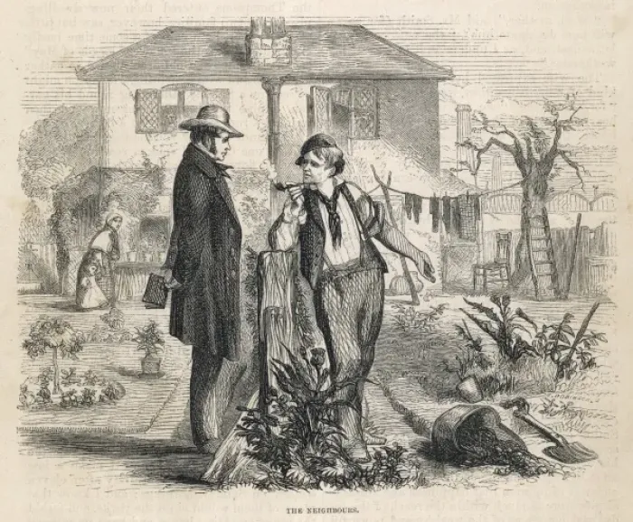Framed Print : Two Neighbours Chatting Framed Print : Two Neighbours Chatting