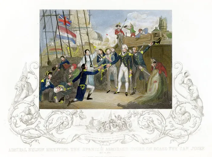 Framed Print : Nelson Receiving The Spaanish Admiral's Sword ? Framed Print : Nelson Receiving The Spaanish Admiral's Sword ?