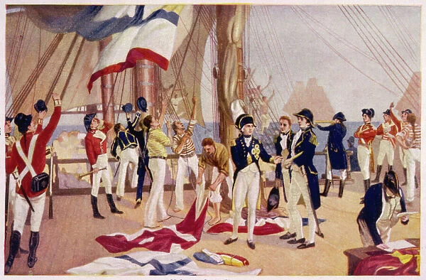Nelson Sends Signal. Before the battle, Nelson orders his famous signal 