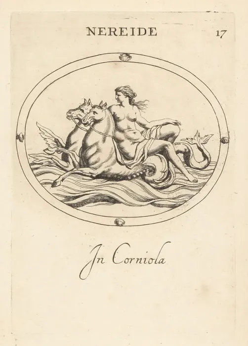 Framed Print : Nereid riding hippocamps in the ocean Framed Print : Nereid riding hippocamps in the ocean