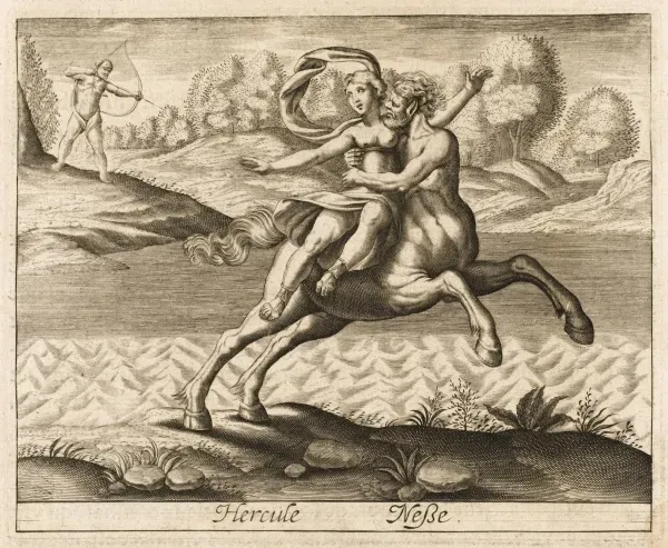 パブロピカソ、Nessus et Dejanira avec un Satyre Nessus and Dejanira Print: Centaur Abducts Herakles' Wife. Art