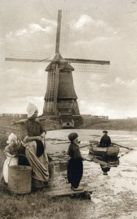 Framed Print : The Netherlands - Volendam - Ferry Service & Windmill Framed Print : The Netherlands - Volendam - Ferry Service & Windmill