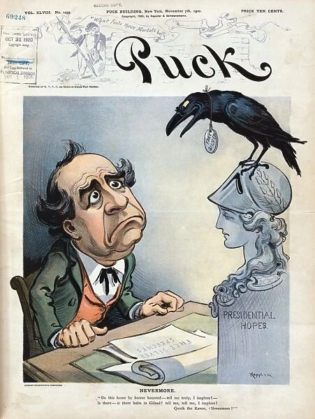 Nevermore. Illustration shows William Jennings Bryan sitting at a desk