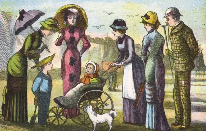 Framed Print : New Baby on Beach 1876 Framed Print : New Baby on Beach 1876