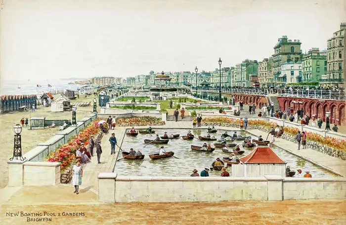 Framed Print : New Boating Pool and Gardens, Brighton, Sussex Framed Print : New Boating Pool and Gardens, Brighton, Sussex
