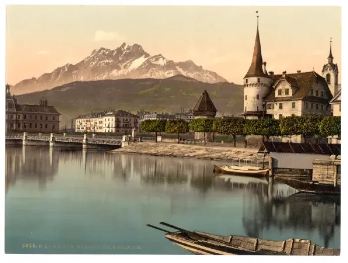 Framed Print : New Bridge and Pilatus, Lucerne, Switzerland Framed Print : New Bridge and Pilatus, Lucerne, Switzerland