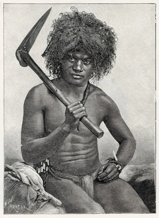 Framed Print : New Caledonia: native man Date: circa 1880 Framed Print : New Caledonia: native man Date: circa 1880