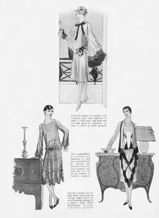 Framed Print : Three new dress designs illustrating new fabrics, Paris Framed Print : Three new dress designs illustrating new fabrics, Paris