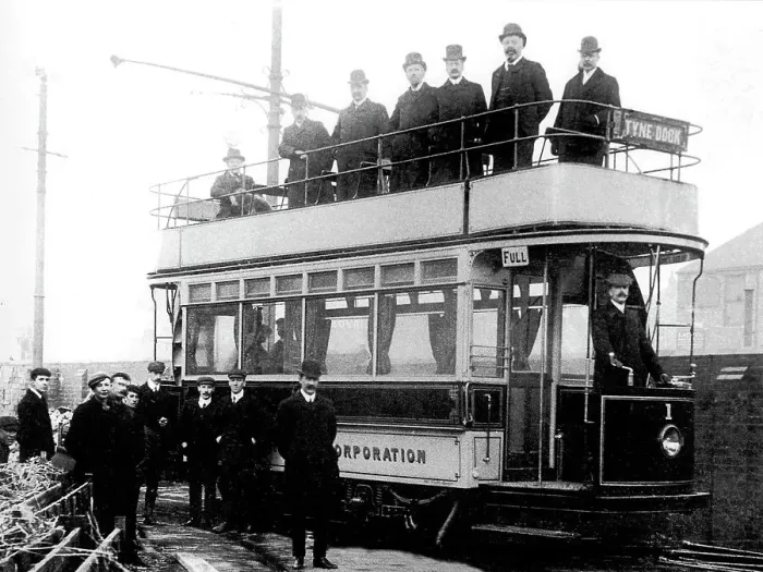 Framed Print : New electric tram, South Shields early 1900's Framed Print : New electric tram, South Shields early 1900's