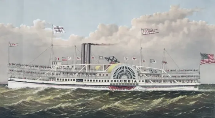 Framed Print : The new excursion steamer Columbia: gem of the ocean Framed Print : The new excursion steamer Columbia: gem of the ocean