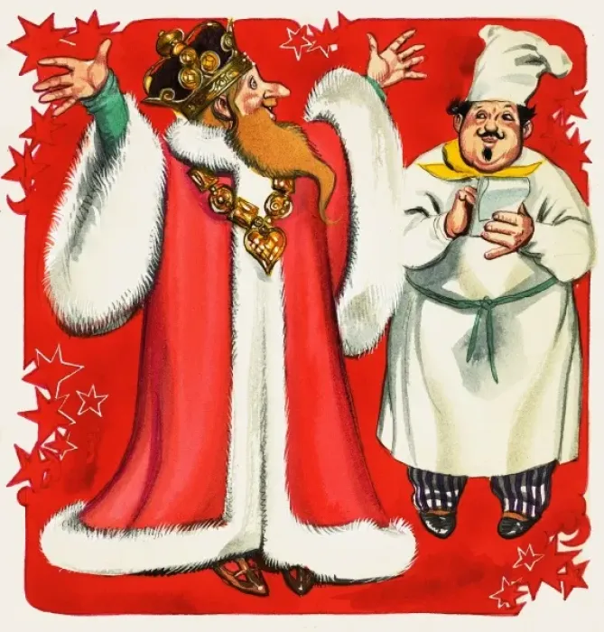 Framed Print : The new gnome king orders a fine meal from the cook Framed Print : The new gnome king orders a fine meal from the cook