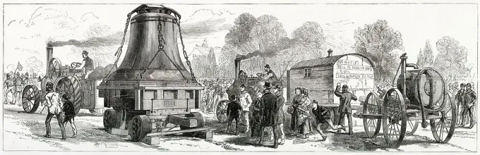 Framed Print : The new Great Bell manufactured by Messrs Tayor, travelling from Loughborough, Leicestershire for St Paul's Cathedral, London. Date: 1882 Framed Print : The new Great Bell manufactured by Messrs Tayor, travelling from Loughborough, Leicestershire for St Paul's Cathedral, London. Date: 1882