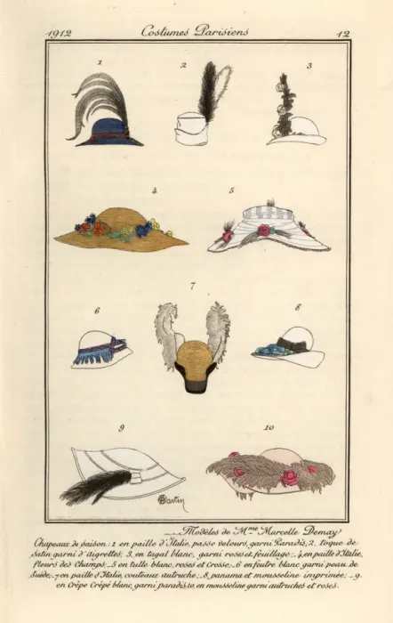 Framed Print : New hat designs by Mme. Marcelle Demay, Paris milliner, 1912 Framed Print : New hat designs by Mme. Marcelle Demay, Paris milliner, 1912