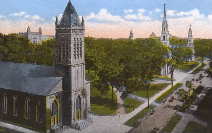 Framed Print : New Haven, Connecticut, USA - Three Churches on The Green Framed Print : New Haven, Connecticut, USA - Three Churches on The Green